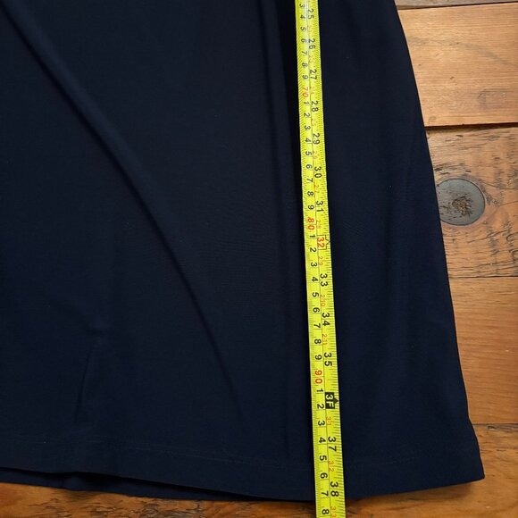 XSCAPE NAVY CHIFFON OVERLAY BEADED SLEEVE SHIFT DRESS CAPE DRESS SZ 14W - NWOT - Picture 11 of 14